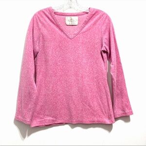 Goodnight Kiss Women’s Pink V-Neck Long Sleeve Pajama Top